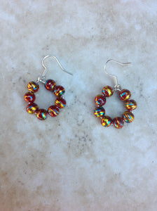 Red Painted Glass Bead Earrings