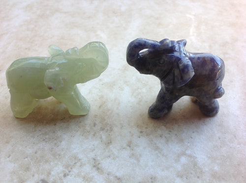 Sodalite Elephant and Jade Elephant