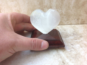 Selenite Heart on stand