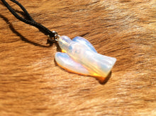 Load image into Gallery viewer, Carved stone angel necklace.  Made of opalite.