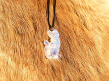 Load image into Gallery viewer, Carved stone cat necklace.  Made of Opalite.