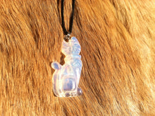 Load image into Gallery viewer, Carved stone cat necklace.  Made of Opalite.