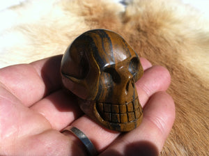 Stone Tiger Eye Carved Skull