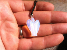 Load image into Gallery viewer, Carved stone angel necklace.  Made of opalite.