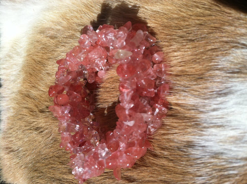 Natural cherry quartz tumbled stone bracelet