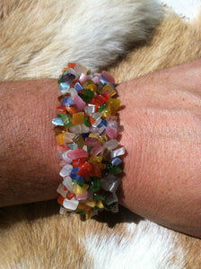 Fiber optic computer cables tumbled glass bracelet