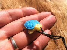 Load image into Gallery viewer, Carved stone turtle necklace.  Made of turquoise.