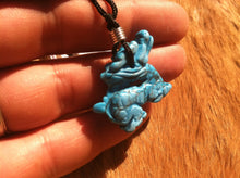 Load image into Gallery viewer, Carved stone dragon necklace.  Made of turquoise.