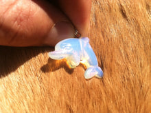 Load image into Gallery viewer, Carved stone dolphin necklace.  Made of Opalite.