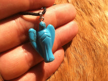 Load image into Gallery viewer, Carved stone angel necklace.  Made of turquoise.