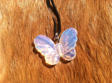 Load image into Gallery viewer, Carved stone butterfly necklace.  Made of opalite.