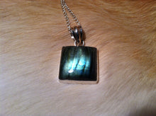 Load image into Gallery viewer, Labradorite in silver pendent with sterling silver chain