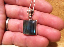 Load image into Gallery viewer, Labradorite in silver pendent with sterling silver chain