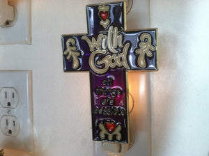 Cross With God All Things Possible Night Light  4 watt  on/off switch