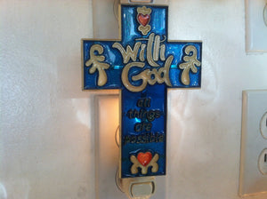 Cross With God All Things Possible Night Light  4 watt  on/off switch