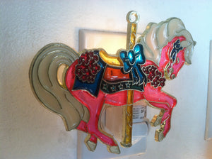 Pink Carousel Horse Night Light  4 watt  on/off switch