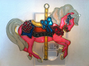 Pink Carousel Horse Night Light  4 watt  on/off switch