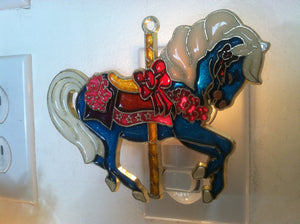 Blue Carousel Horse Night Light  4 watt  on/off switch