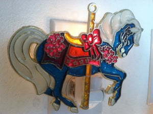 Blue Carousel Horse Night Light  4 watt  on/off switch