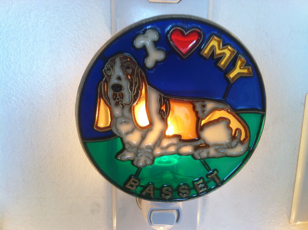 I Love my Basset Night Light with  4 watt  on/off switch