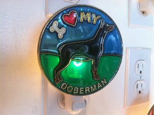 I Love my Doberman Night Light with  4 watt  on/off switch