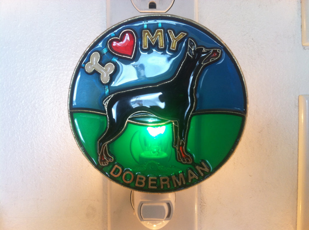 I Love my Doberman Night Light with  4 watt  on/off switch