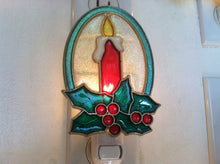 Load image into Gallery viewer, Christmas Candle with Mistletoe night Light with  4 watt  on/off switch