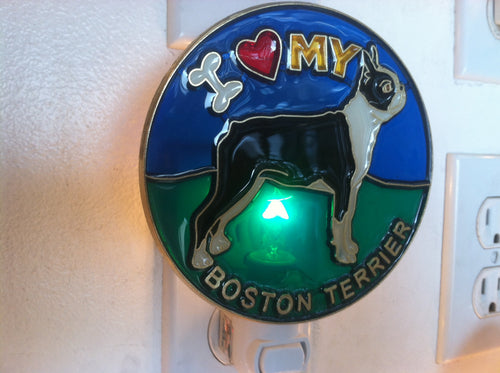 I Love my Boston Terrier Night Light with  4 watt  on/off switch