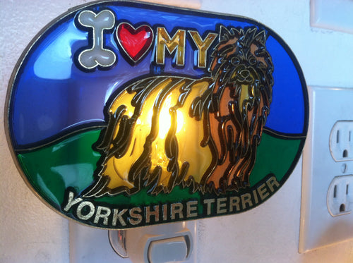 I Love my Yorkshire Terrier Night Light with  4 watt  on/off switch