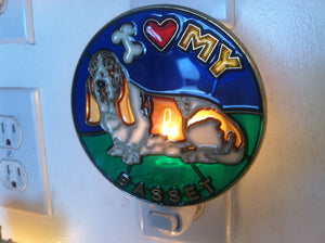 I Love my Basset Night Light with  4 watt  on/off switch