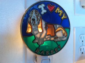 I Love my Basset Night Light with  4 watt  on/off switch