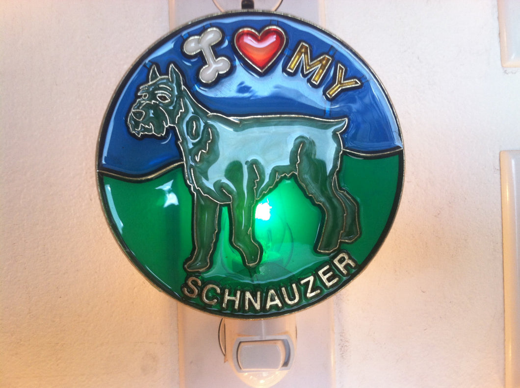 I Love my Schnauzer Night Light with  4 watt  on/off switch