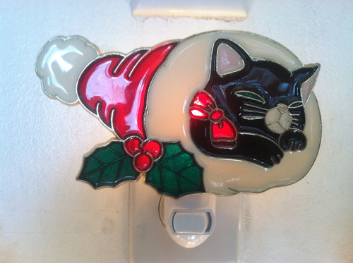 Christmas Cat In a Hat night Light with  4 watt  on/off switch