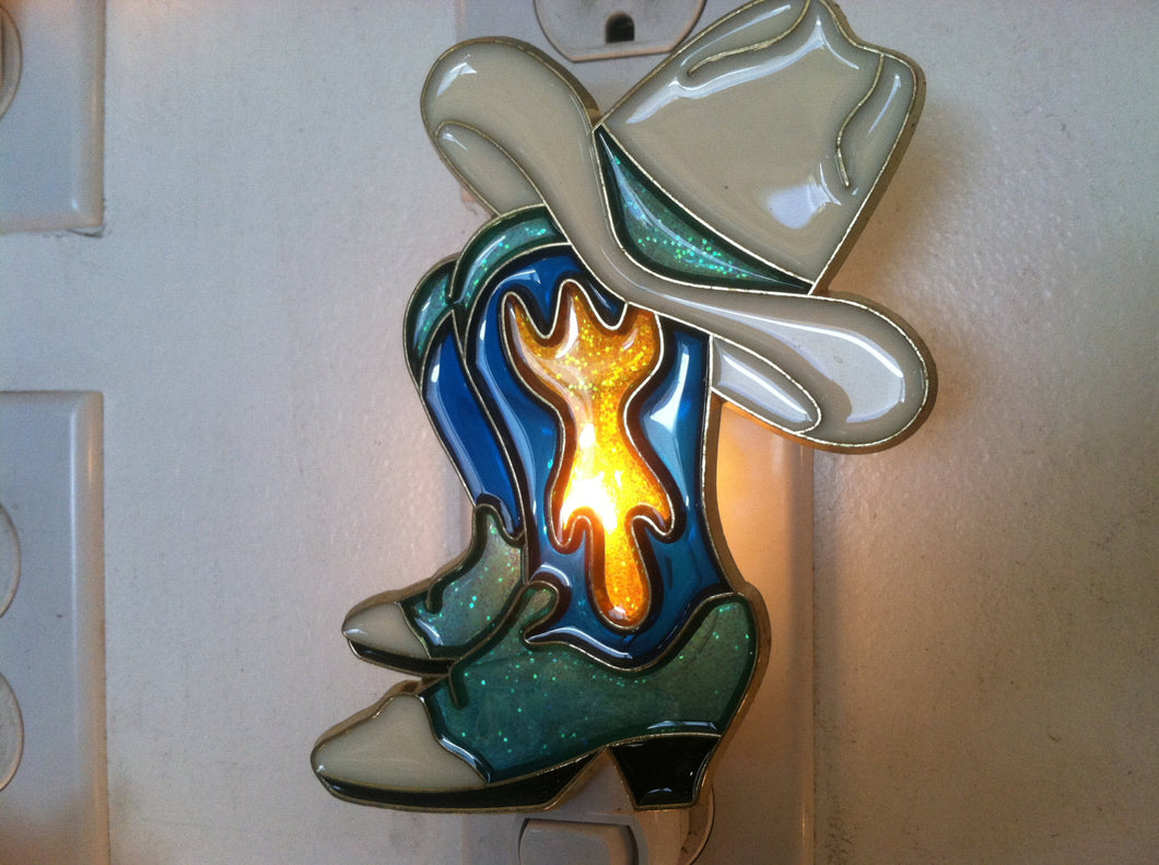 Cowboy Boots and Hat night Light with  4 watt  on/off switch