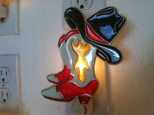 Cowboy Boots and Hat night Light with  4 watt  on/off switch