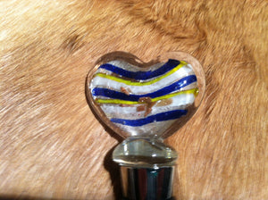 Dichroic Fused Glass Wine Stop Heart