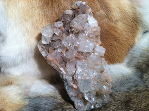 Apophyllite and Stilbite crystal mineral specimen (purple stilbite crystals)