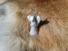 Load image into Gallery viewer, Carved stone angle silver wire wrapped necklace pendant Real Moonstone