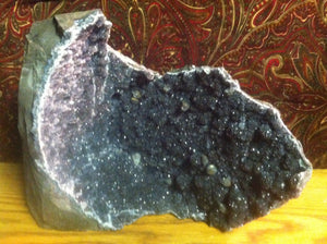 Mystical Black Amethyst Crystal Geode Specimen from Uruguay