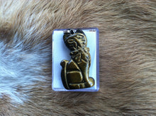 Load image into Gallery viewer, Carved stone Cat necklace.  Made of Tiger Eye