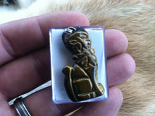 Load image into Gallery viewer, Carved stone Cat necklace.  Made of Tiger Eye