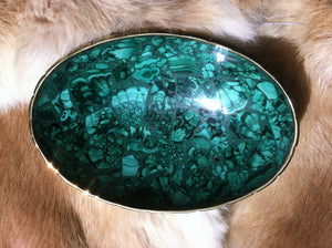 Malachite and Bronze polished bowl