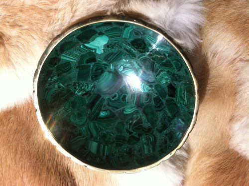 Malachite and Bronze polished bowl