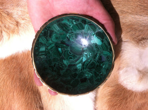 Malachite and Bronze polished bowl