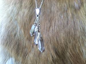 Quartz crystal necklace silver