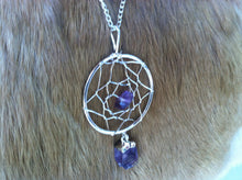 Load image into Gallery viewer, Amethyst dream catcher necklace/pendent  silver