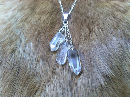 Quartz crystal necklace silver