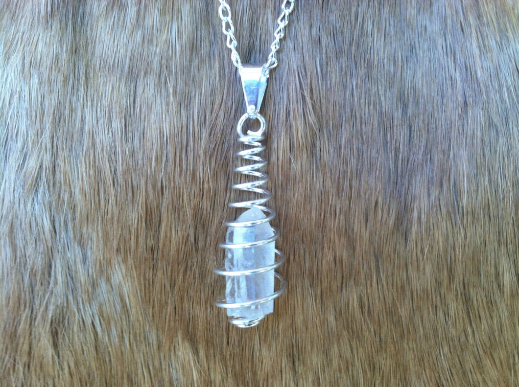 Natural quartz crystal necklace