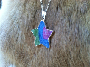 Rainbow geode druze star necklace/pendent  silver