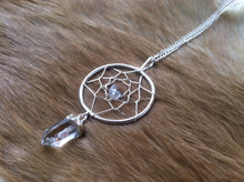 Load image into Gallery viewer, Quartz dream catcher necklace/pendent  silver